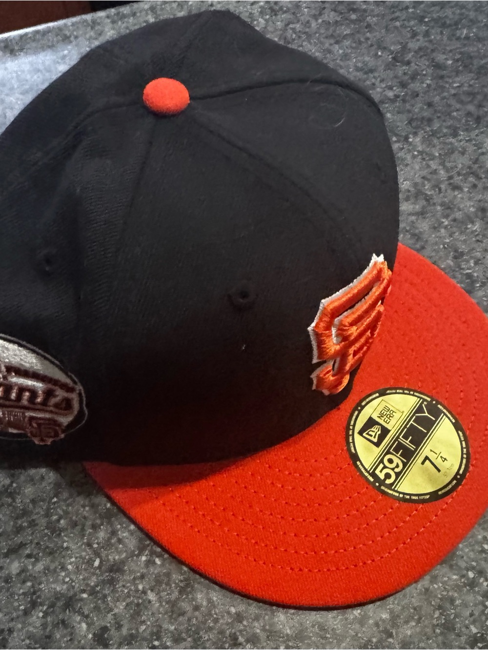 9fifty Black Crown with Red Visor Fitted Baseball Hat